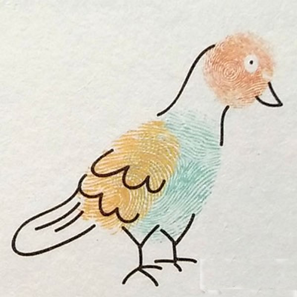 鸽子指印画教程 怎么画鸽子好看又简单/手指画图片