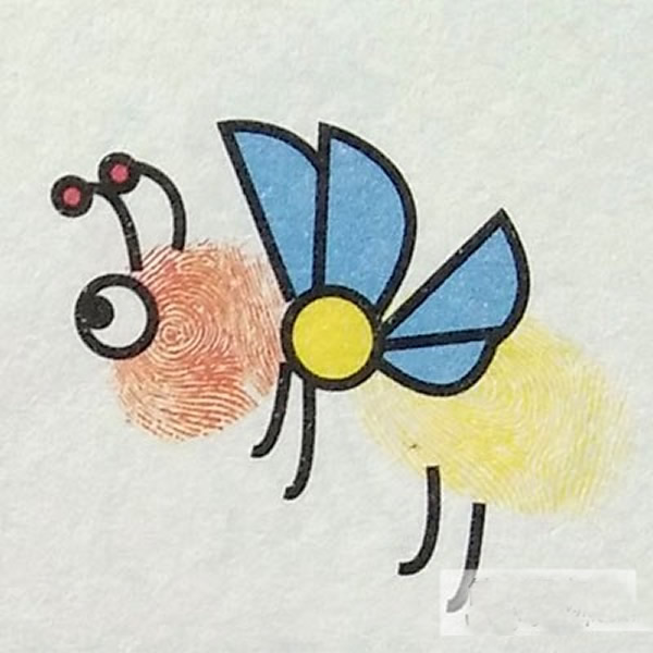 手指印画 蜜蜂 儿童画小蜜蜂教案/手指画图片