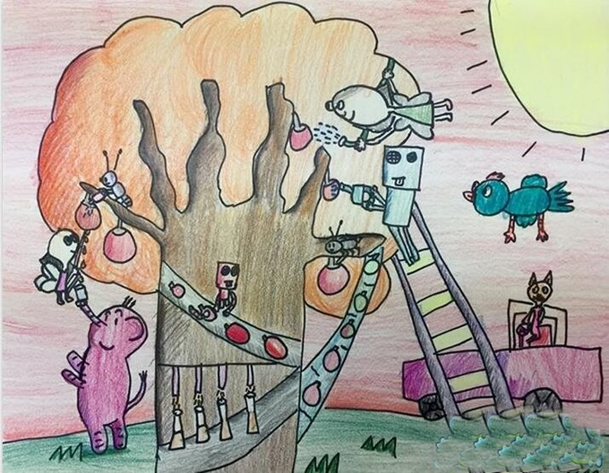 儿童国秋天的图画 秋天丰收动物儿童画