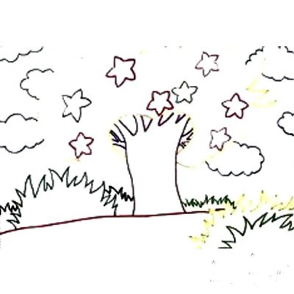 自制许愿树图片简笔画 儿童水彩画基础教程
