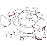 小猪吃西瓜儿童画