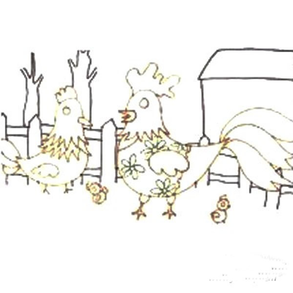 儿童画公鸡和小鸡 公鸡的画法儿童简笔画