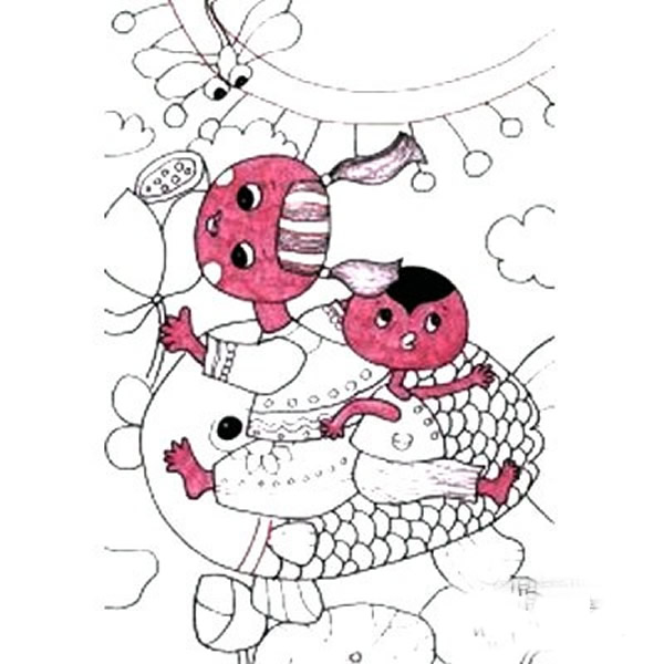 关于春节的儿童画 儿童画年年有余怎么画