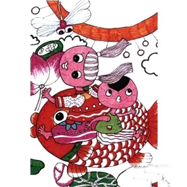 关于春节的儿童画 儿童画年年有余怎么画