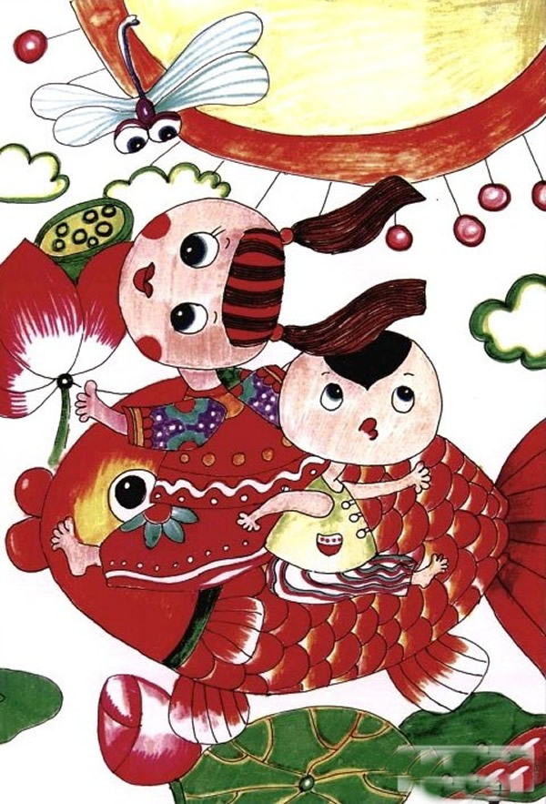 关于春节的儿童画 儿童画年年有余怎么画