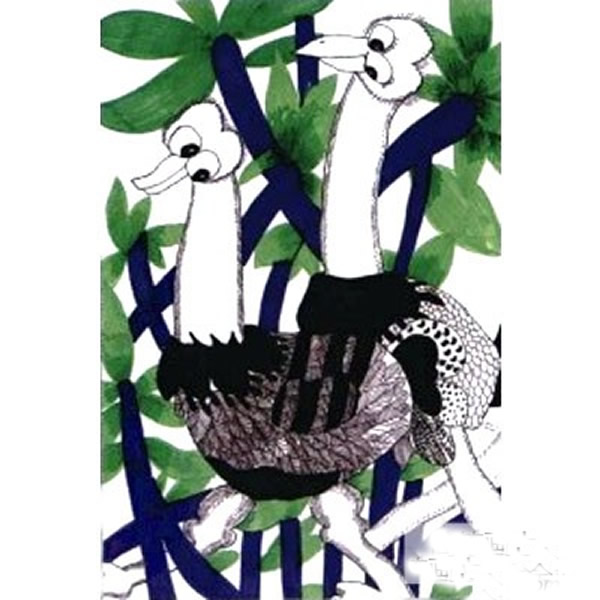 儿童画基础教程 鸵鸟水粉儿童画的画法
