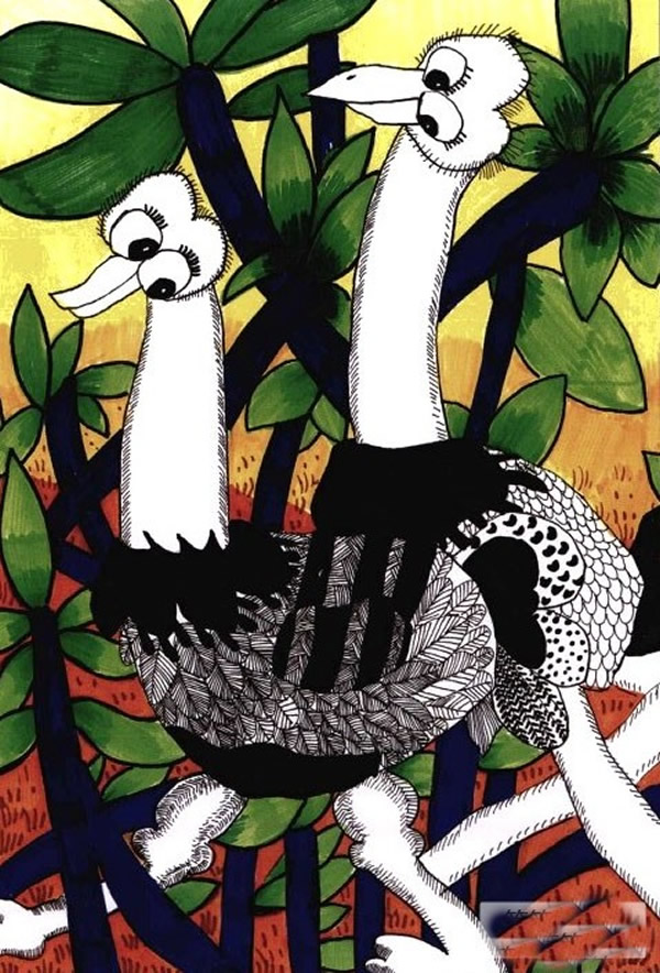 儿童画基础教程 鸵鸟水粉儿童画的画法