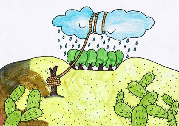 绿色家园儿童画 保护我们美丽的家园/儿童版画图片