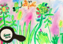 春天草丛里的小动物儿童画