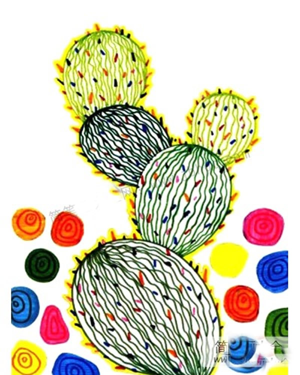 儿童水彩画仙人掌植物步骤教程 儿童画仙人掌怎么画