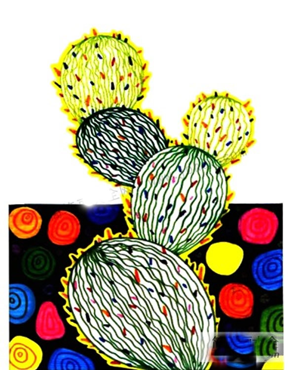 儿童水彩画仙人掌植物步骤教程 儿童画仙人掌怎么画