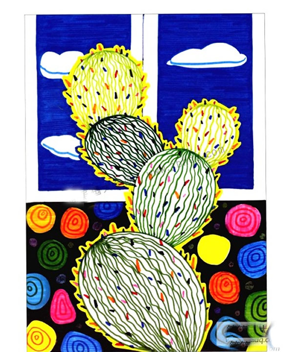 儿童水彩画仙人掌植物步骤教程 儿童画仙人掌怎么画