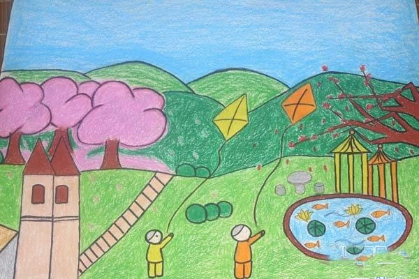 美丽和谐绿色家园儿童画作品欣赏