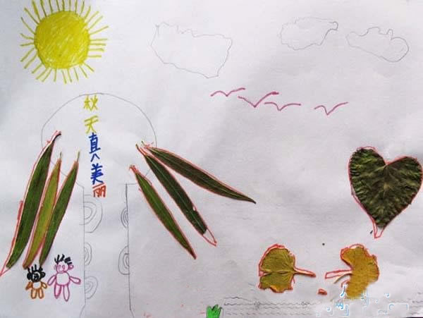 幼儿简单秋天儿童画作品欣赏_秋天真美丽