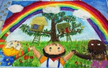 我爱绿色家园三年级儿童画