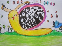 春天里的小蜗牛儿童画