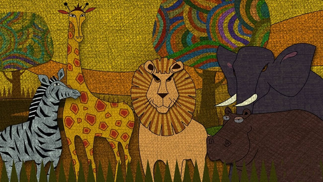 儿童画森林里的小动物_小学生版画动物作品图片