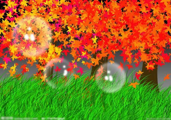 秋天的枫树林儿童画_秋天枫树景色绘画图片