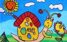 春天里的小蜗牛儿童画