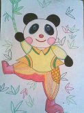 快乐的大熊猫儿童画