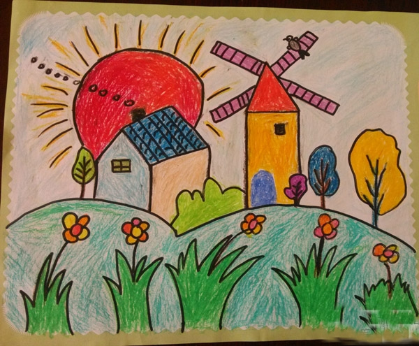 小学生我的绿色梦想家园儿童画/油画棒画图片