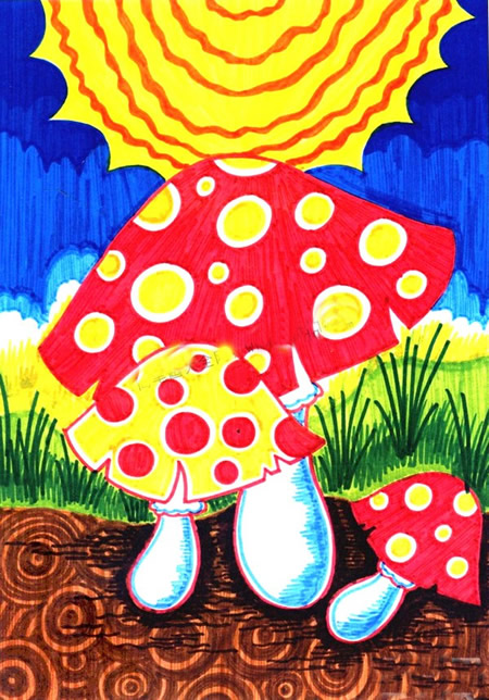 儿童画蘑菇的画法基础教程