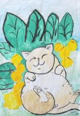 睡觉的小花猫儿童画