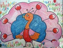 骄傲的孔雀开屏儿童画