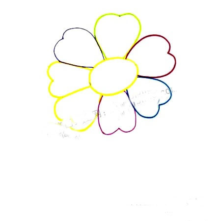 儿童水彩画七色花步骤教程