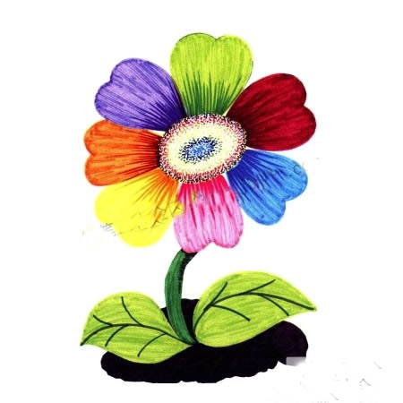 儿童水彩画七色花步骤教程