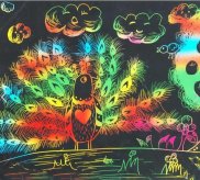 漂亮的七彩孔雀动物儿童画