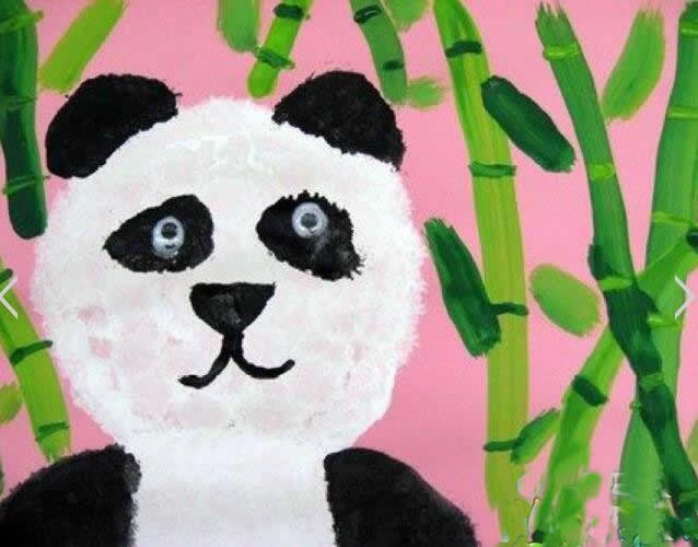 竹林里的大熊猫儿童画_绘画熊猫简单好看/水粉画图片