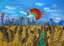 十岁儿童金奖秋天水粉画作品
