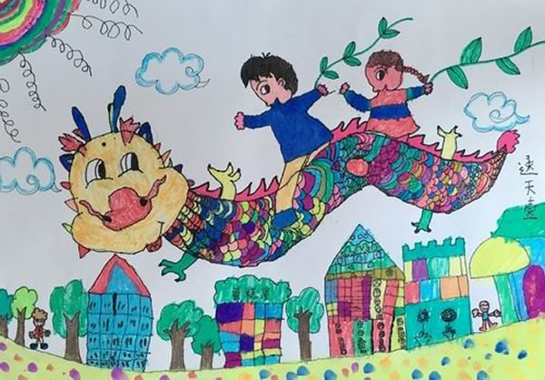 创意中国龙儿童画_中国龙怎么画简笔画画法/水彩画