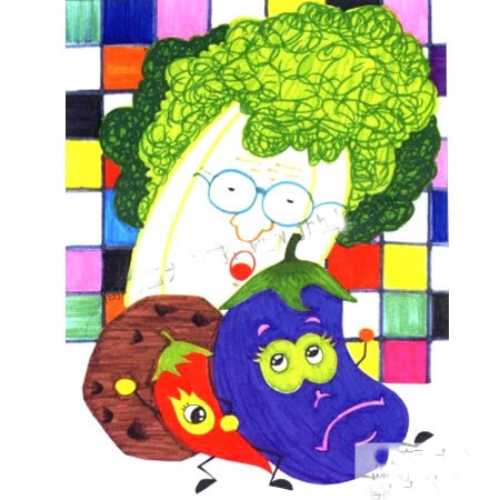 【蔬菜水彩画步骤图】小学生蔬菜创意儿童画