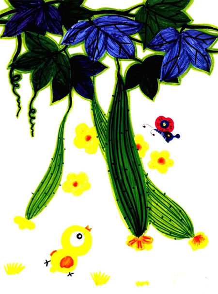 植物水彩画入门基础教程_黄瓜的画法步骤