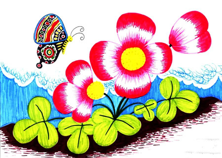 容易上手的儿童水彩画教程步骤_蝶恋花