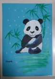 大熊猫吃竹子教师范画