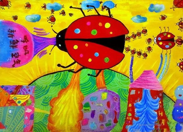 畅想未来小学版科幻画:七星瓢虫净化机器人