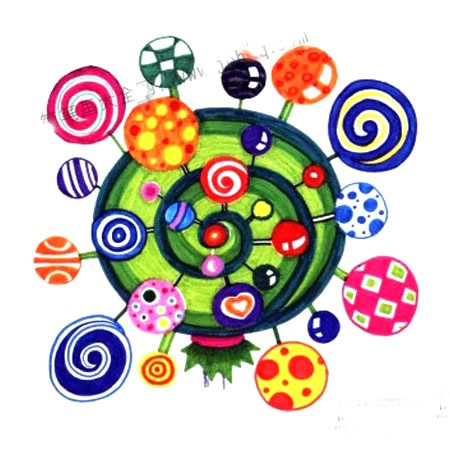 儿童植物水彩画入门基础教程_棒棒糖树怎么画