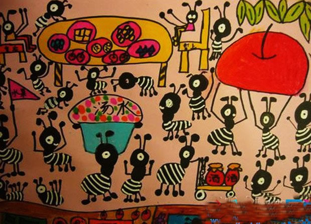 蚂蚁搬家儿童画作品大全 小学一年级怎么画蚂蚁搬家