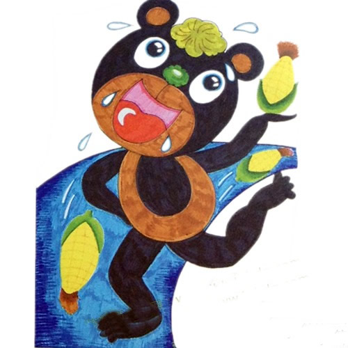 熊瞎子掰苞米儿童画步骤教程图