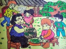 端午节包粽子儿童画获奖作品