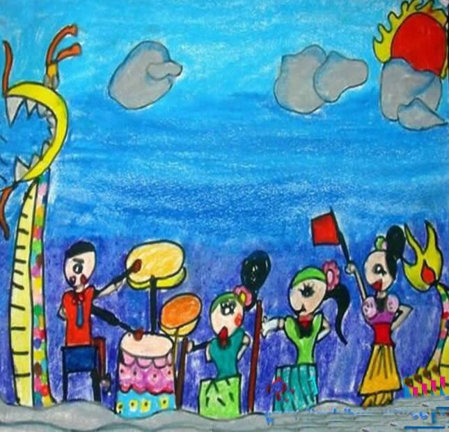端午节赛龙舟的儿童画作品图片