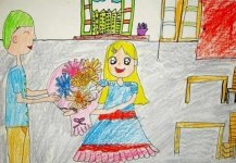 父亲节给爸爸献花儿童画