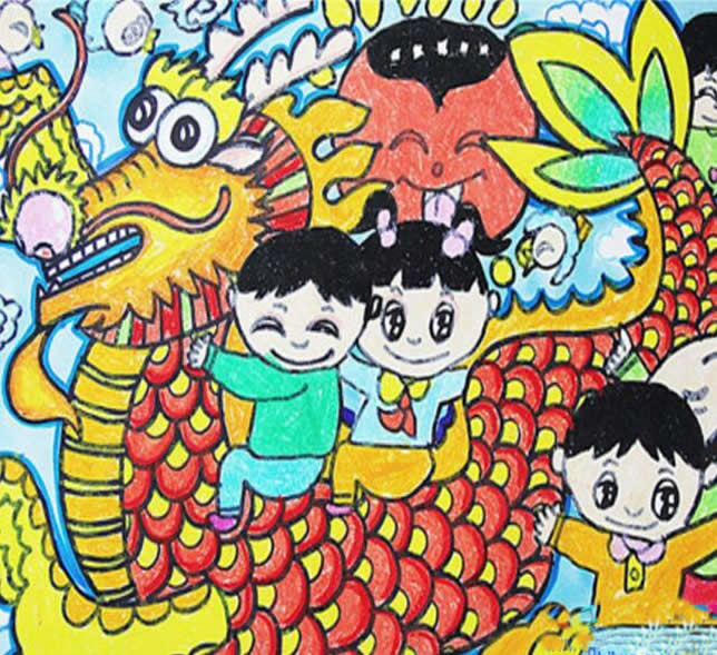 端午节赛龙舟儿童画