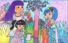 春天植树主题儿童画小学生作品