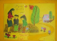 儿童画教师节的示范画