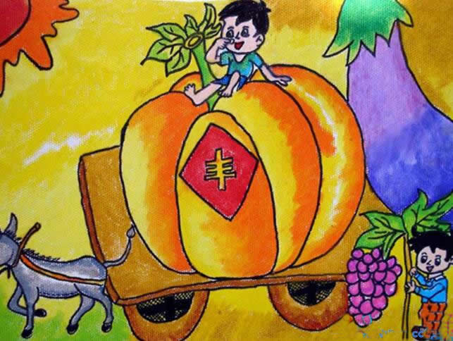 秋天的丰收图画儿童画 儿童画秋天的图画