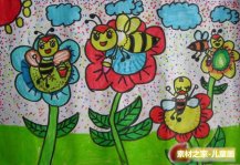 小蜜蜂动物儿童水彩画图片
